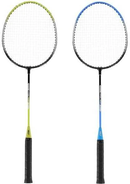 NRZ014 PLIENINIS / BADMINTONAS RINKINYS 4 REKETĖS + 3 VEŽĖLIAI + TINKLAI 195x22cm + NILS dangtelis