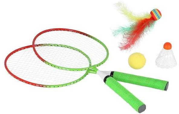 NRZ051 PLIENINIS / BADMINTONAS RINKINYS 2 RAKETĖS + SKRAUTĖS + KUMULIAI JAUNIEJI NILAI