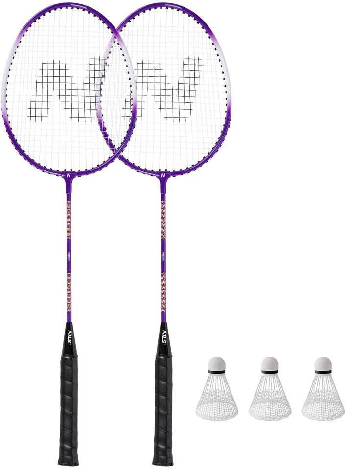 NRZ2053 ALIUMINIO / BADMINTONO RINKINYS 2 REKETĖS + 3 VEŽĖLIAI + NILS dangtelis