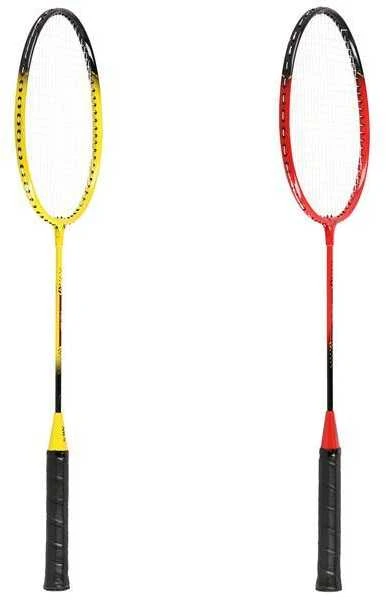 NRZ264 ALIUMINIO / BADMINTONO RINKINYS 4 RAKETĖS + 3 PLUNKSTINĖS langinės + TINKLAS 600x60cm + NILS dangtelis
