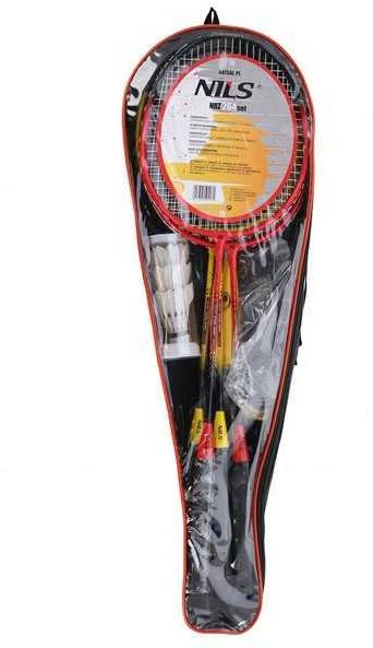 NRZ264 ALIUMINIO / BADMINTONO RINKINYS 4 RAKETĖS + 3 PLUNKSTINĖS langinės + TINKLAS 600x60cm + NILS dangtelis