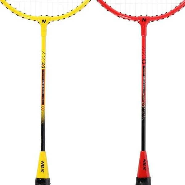 NRZ264 ALIUMINIO / BADMINTONO RINKINYS 4 RAKETĖS + 3 PLUNKSTINĖS langinės + TINKLAS 600x60cm + NILS dangtelis