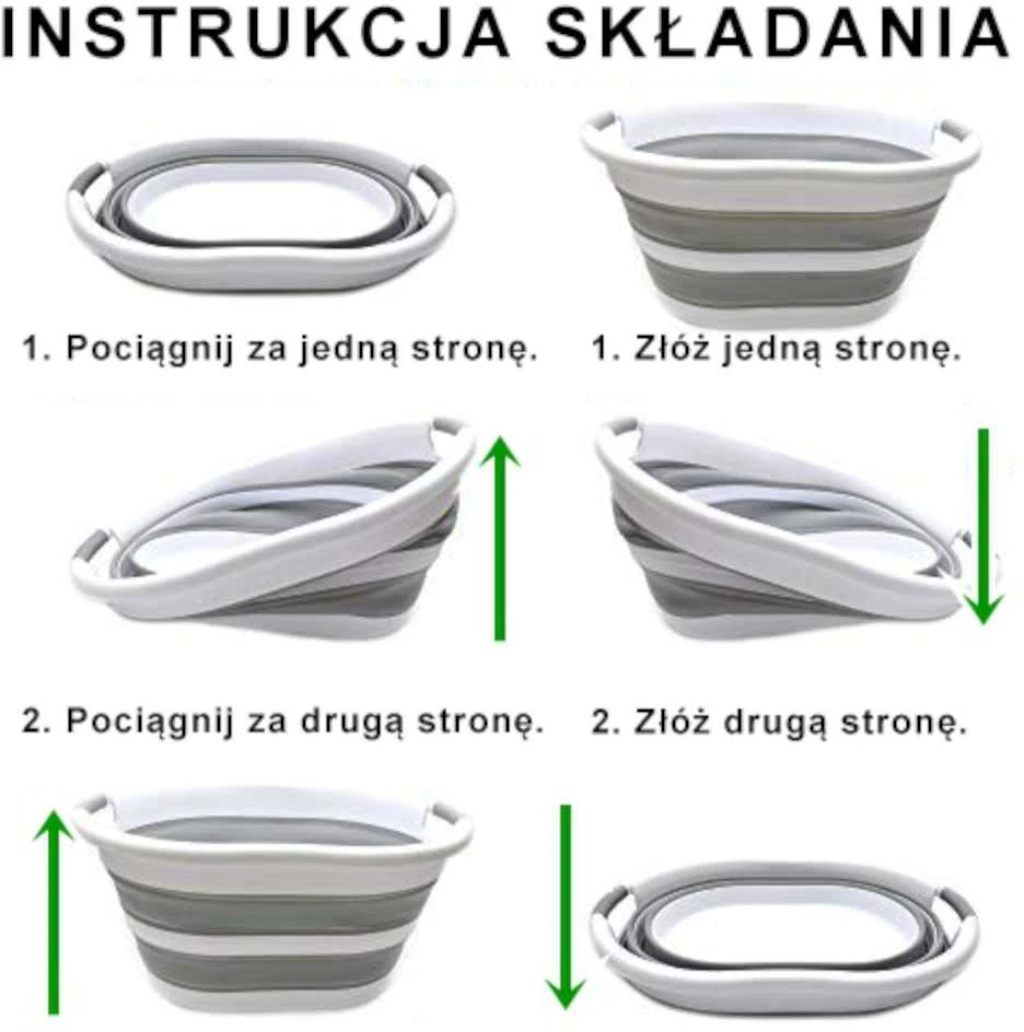 Ovalus sulankstomas dubuo 50 x 37 cm baltas ir pilkas OVAL COMPACT 25L