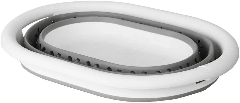 Ovalus sulankstomas dubuo 50 x 37 cm baltas ir pilkas OVAL COMPACT 25L