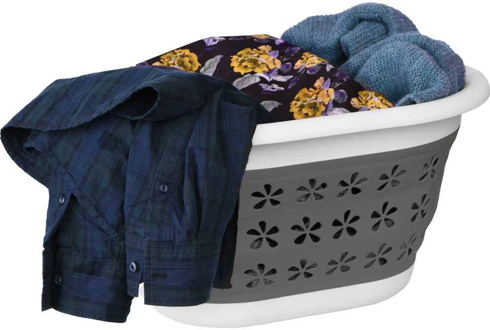Ovalus sulankstomas dubuo 50 x 37 cm baltas ir pilkas OVAL COMPACT 25L