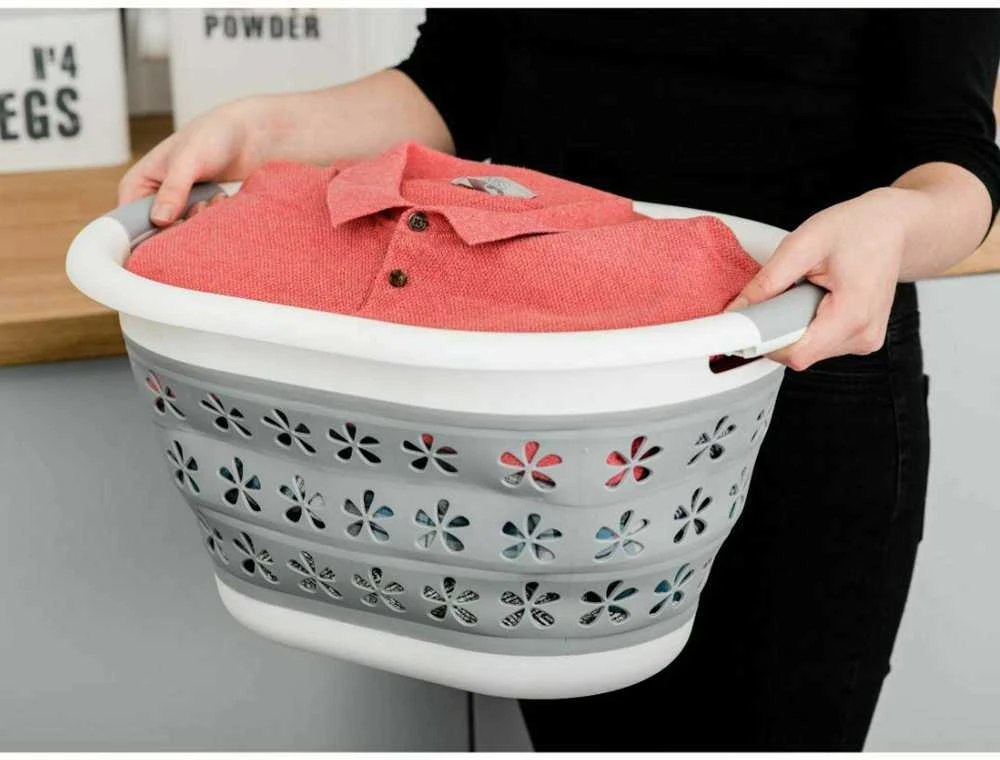 Ovalus sulankstomas dubuo 50 x 37 cm baltas ir pilkas OVAL COMPACT 25L