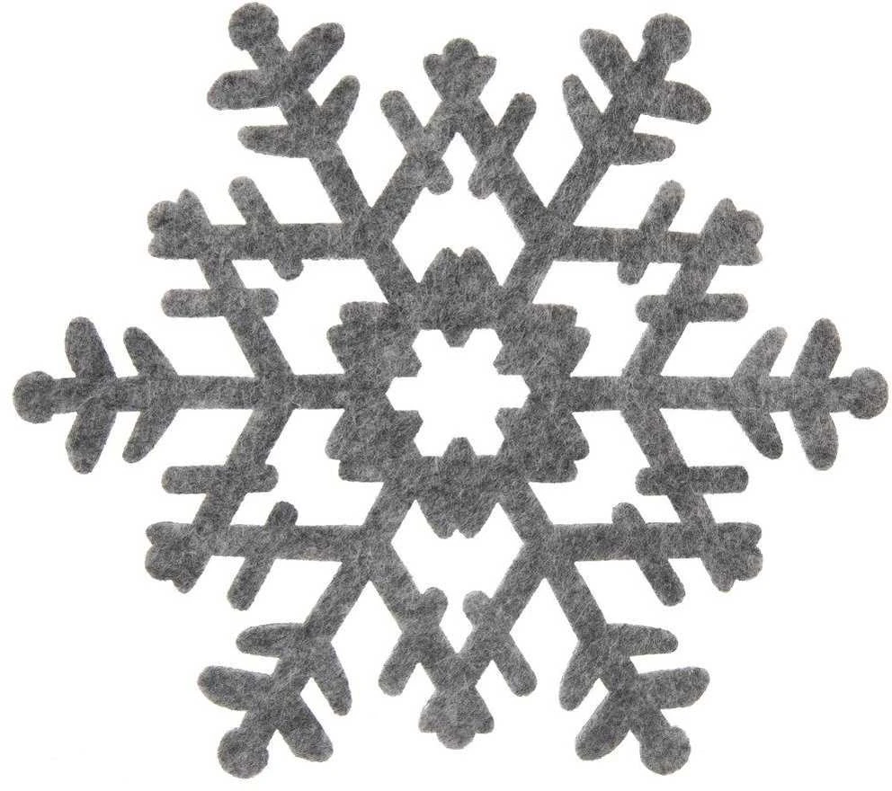 Padėkliukas su veltiniu, pilkas, snaigė, rinkinys 6, 13,5 cm