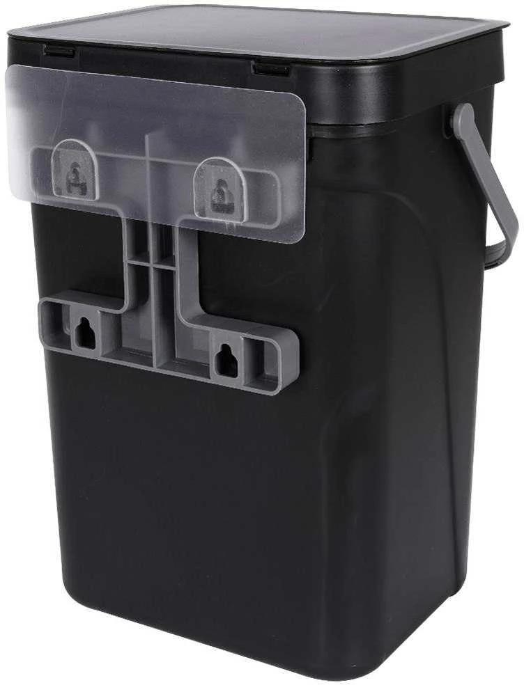 PAKABINĖ PLASTIKINIŲ ATLIEKŲ DĖŽUTĖ 10L, JUODA