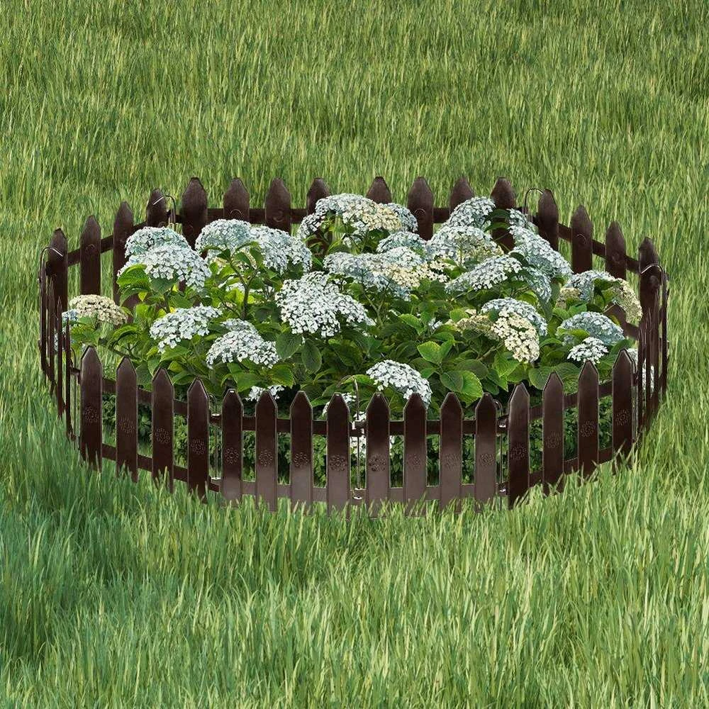 Palisade sodo tvoros apvadų komplektas rudas 10 vnt. 200 cm 20x15 cm