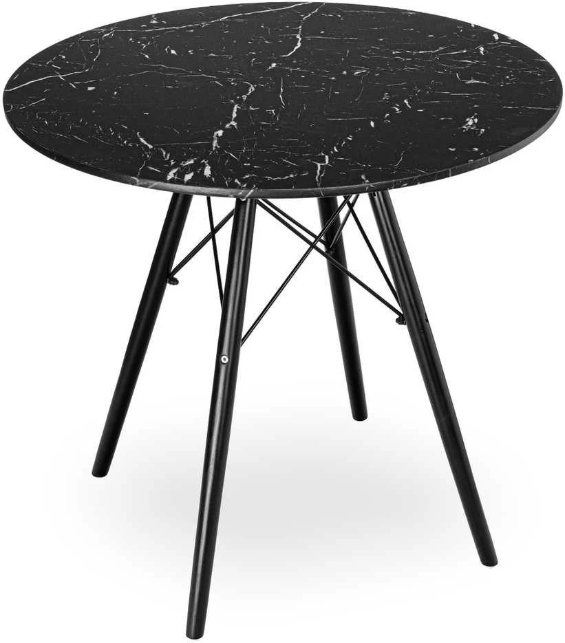 PARIS Juodas DTW apvalus stalas, 80 cm, juodas marmuras