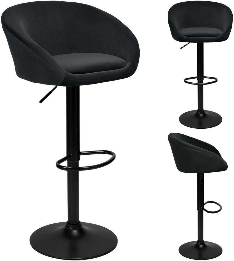Paterson juoda Velvet baro kėdė