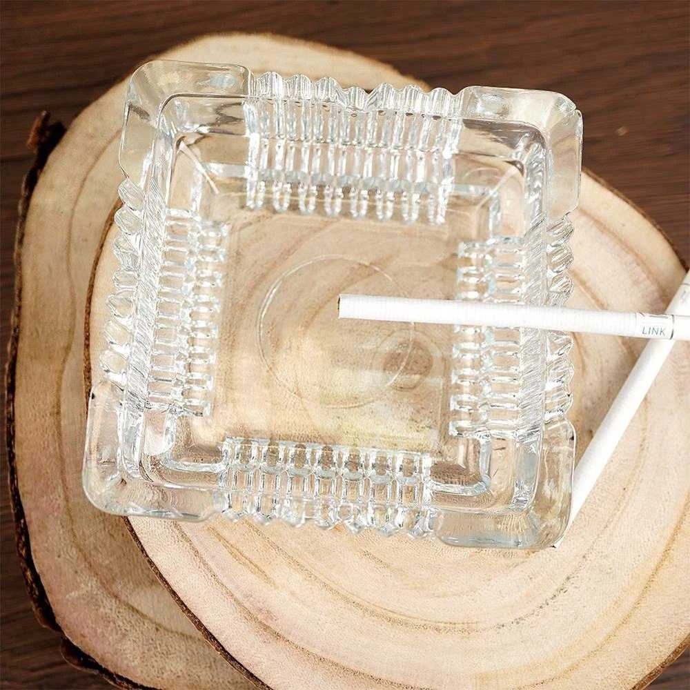 Peleninė, kvadratinė, bespalvė, stiklinė, stalinė peleninė, 10,5x10,5x3,5 cm