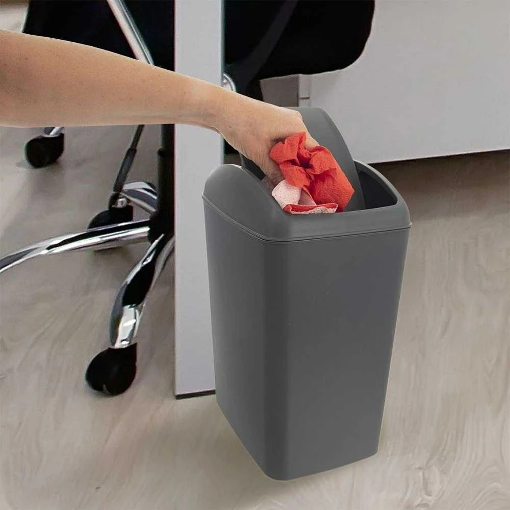 Pilkos spalvos plastiko šiukšlių dėžė, 10 litrų