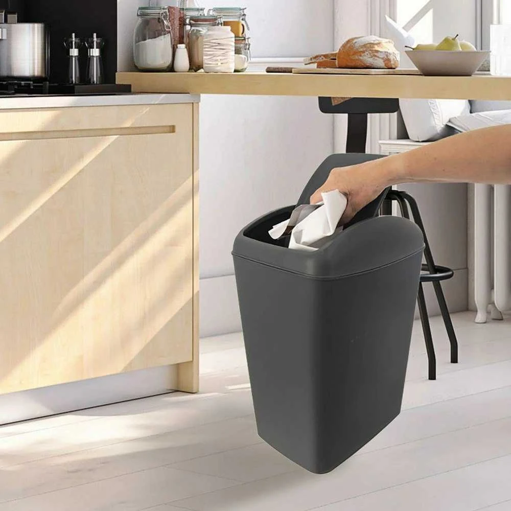 Pilkos spalvos plastiko šiukšlių dėžė, 20 litrų
