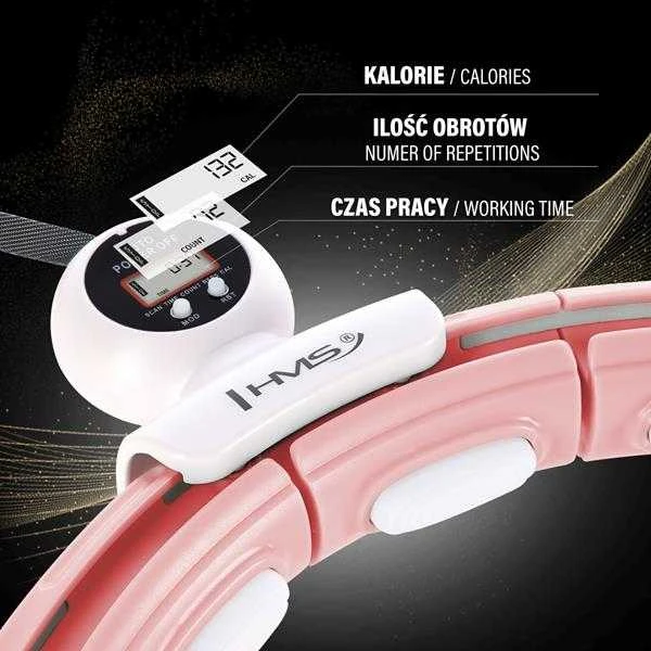 Pink HHM15 HULA HOP Rožinis SU MAGNETU IR SVORIU + HMS SKAITIKLIS