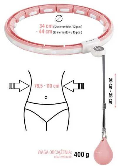 Pink HHM15 HULA HOP Rožinis SU MAGNETU IR SVORIU + HMS SKAITIKLIS