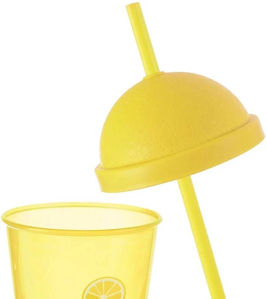 Plastikinis puodelis su dangteliu ir šiaudeliu 450 ml