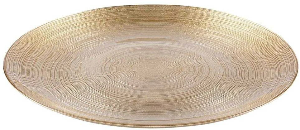 Plokščia vakarienės lėkštė, lėkštė, didelė, stiklinė, auksinė, 28 cm