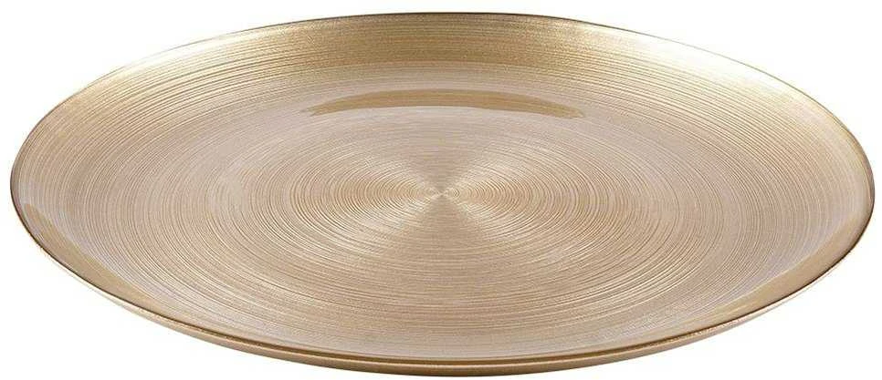 Plokščia vakarienės lėkštė, sekli, didelė, stiklinė, auksinė / lėkštė, 32,5 cm