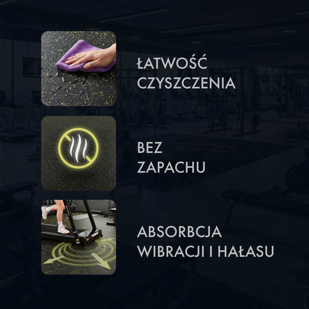 POS35 GUMINĖS GRINDYS SPORTO ĮRANGAI SU JUODAIS/GELTONAIS HMS PROFILIAIS