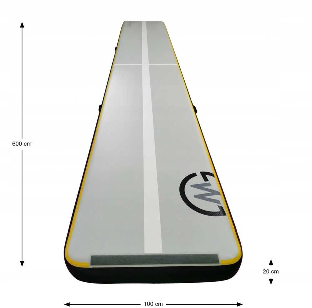Pripučiamas gimnastikos kilimėlis AirTrack MASTER S-Pro 600 x 100 x 20 cm pilkai juodas