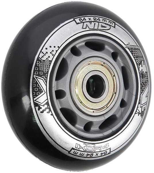 PU 64x24 82A Juodas N (4 vnt.) + ABEC-9 (8 vnt.) NILS EXTREME SET