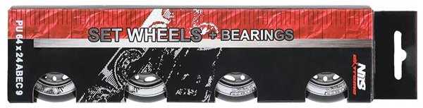 PU 64x24 82A Juodas N (4 vnt.) + ABEC-9 (8 vnt.) NILS EXTREME SET