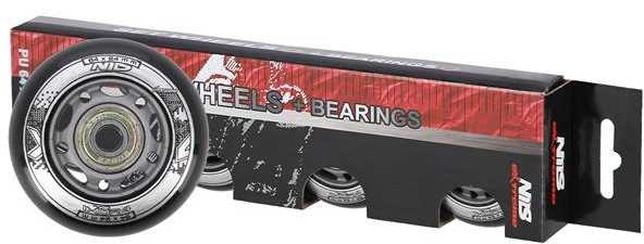 PU 64x24 82A Juodas N (4 vnt.) + ABEC-9 (8 vnt.) NILS EXTREME SET