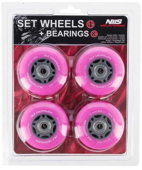 PU 70x24 82A (4 vnt.) rožinė + ABEC-7 (8 vnt.) NILS EXTREME SET