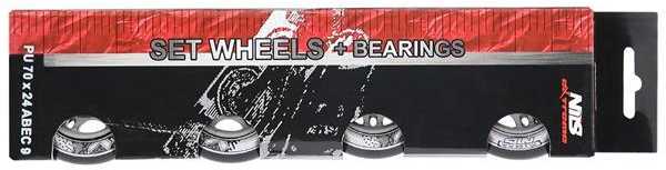 PU 70x24 82A Juodas N (4 vnt.) + ABEC-9 (8 vnt.) NILS EXTREME RINKINYS
