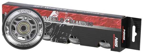 PU 70x24 82A Juodas N (4 vnt.) + ABEC-9 (8 vnt.) NILS EXTREME RINKINYS