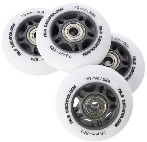 PU 70x24 82A MATTE Baltas (4 vnt.) + ABEC-9 (8 vnt.) NILS EXTREME RINKINYS