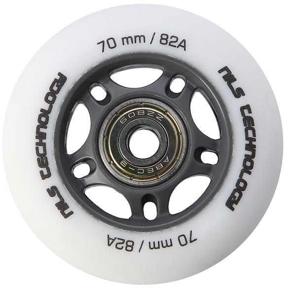PU 70x24 82A MATTE Baltas (4 vnt.) + ABEC-9 (8 vnt.) NILS EXTREME RINKINYS