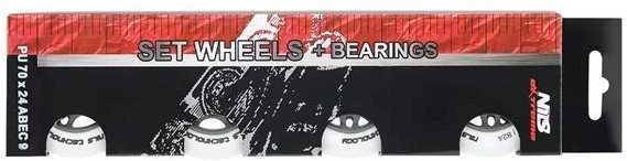 PU 70x24 82A MATTE Baltas (4 vnt.) + ABEC-9 (8 vnt.) NILS EXTREME RINKINYS