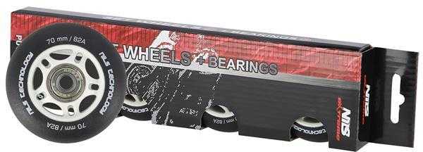 PU 70x24 82A MATTE Juodas (4 vnt.) + ABEC-9 (8 vnt.) NILS EXTREME RINKINYS