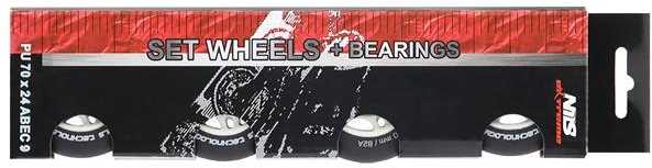 PU 70x24 82A MATTE Juodas (4 vnt.) + ABEC-9 (8 vnt.) NILS EXTREME RINKINYS