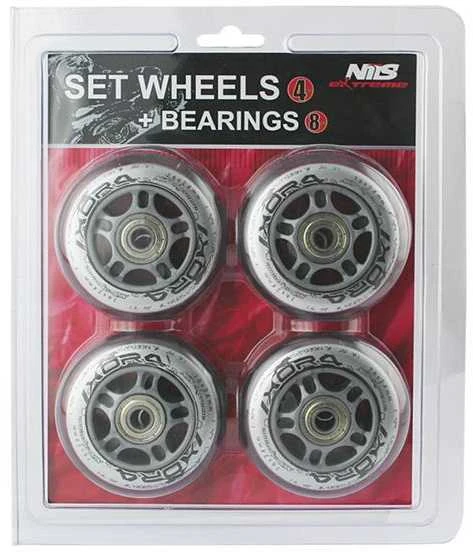 PU 70x24 82A TRANSPARENT (4 vnt.) + ABEC-7 (8 vnt.) NILS EXTREME RINKINYS