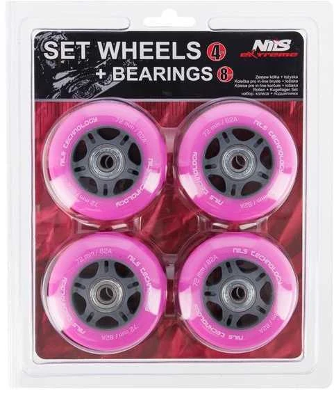 PU 72x24 82A (4 vnt.) rožinė + ABEC-7 (8 vnt.) NILS EXTREME SET
