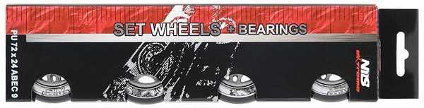 PU 72x24 82A Juodas N (4 vnt.) + ABEC-9 (8 vnt.) NILS EXTREME SET