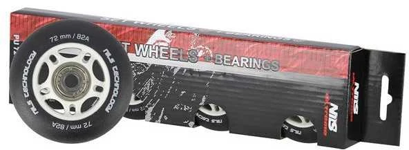 PU 72x24 82A MATTE Juodas (4 vnt.) + ABEC-9 (8 vnt.) NILS EXTREME SET
