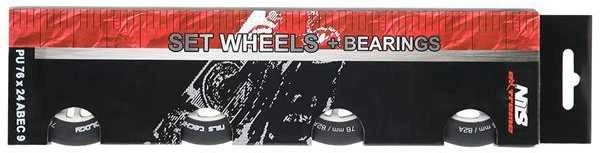 PU 72x24 82A MATTE Juodas (4 vnt.) + ABEC-9 (8 vnt.) NILS EXTREME SET