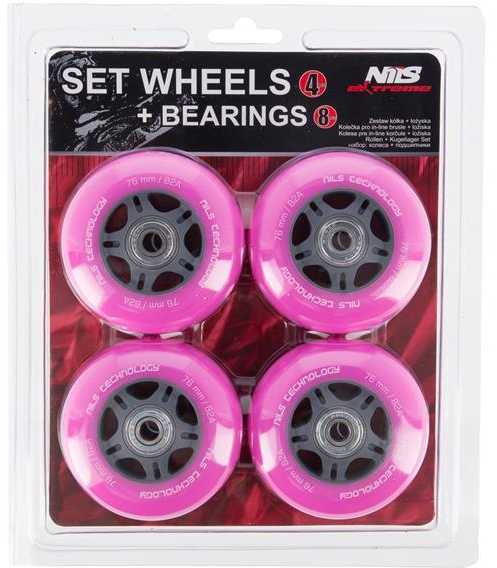 PU 76x24 82A (4 vnt.) rožinė + ABEC-7 (8 vnt.) NILS EXTREME SET