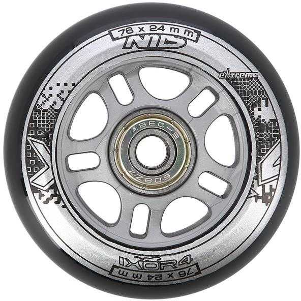 PU 76x24 82A Juodas N (4 vnt.) + ABEC-9 (8 vnt.) NILS EXTREME SET