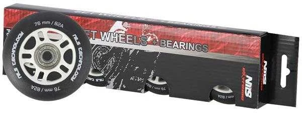 PU 76x24 82A MATTE Juodas (4 vnt.) + ABEC-9 (8 vnt.) NILS EXTREME RINKINYS