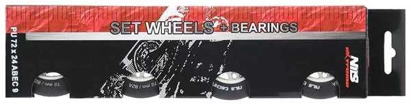PU 76x24 82A MATTE Juodas (4 vnt.) + ABEC-9 (8 vnt.) NILS EXTREME RINKINYS