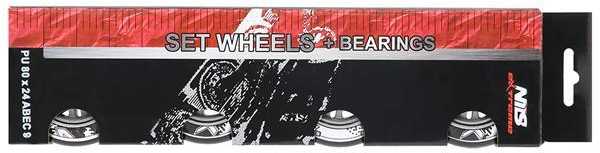 PU 80x24 82A Juodas N (4 vnt.) + ABEC-9 (8 vnt.) NILS EXTREME SET