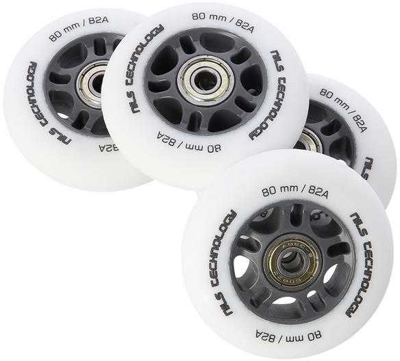 PU 80x24 82A MATTE Baltas (4 vnt.) + ABEC-9 (8 vnt.) NILS EXTREME RINKINYS