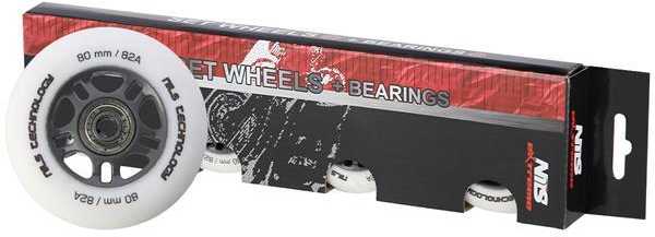 PU 80x24 82A MATTE Baltas (4 vnt.) + ABEC-9 (8 vnt.) NILS EXTREME RINKINYS