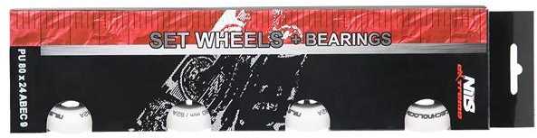 PU 80x24 82A MATTE Baltas (4 vnt.) + ABEC-9 (8 vnt.) NILS EXTREME RINKINYS