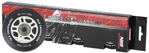 PU 80x24 82A MATTE Juodas (4 vnt.) + ABEC-9 (8 vnt.) NILS EXTREME RINKINYS